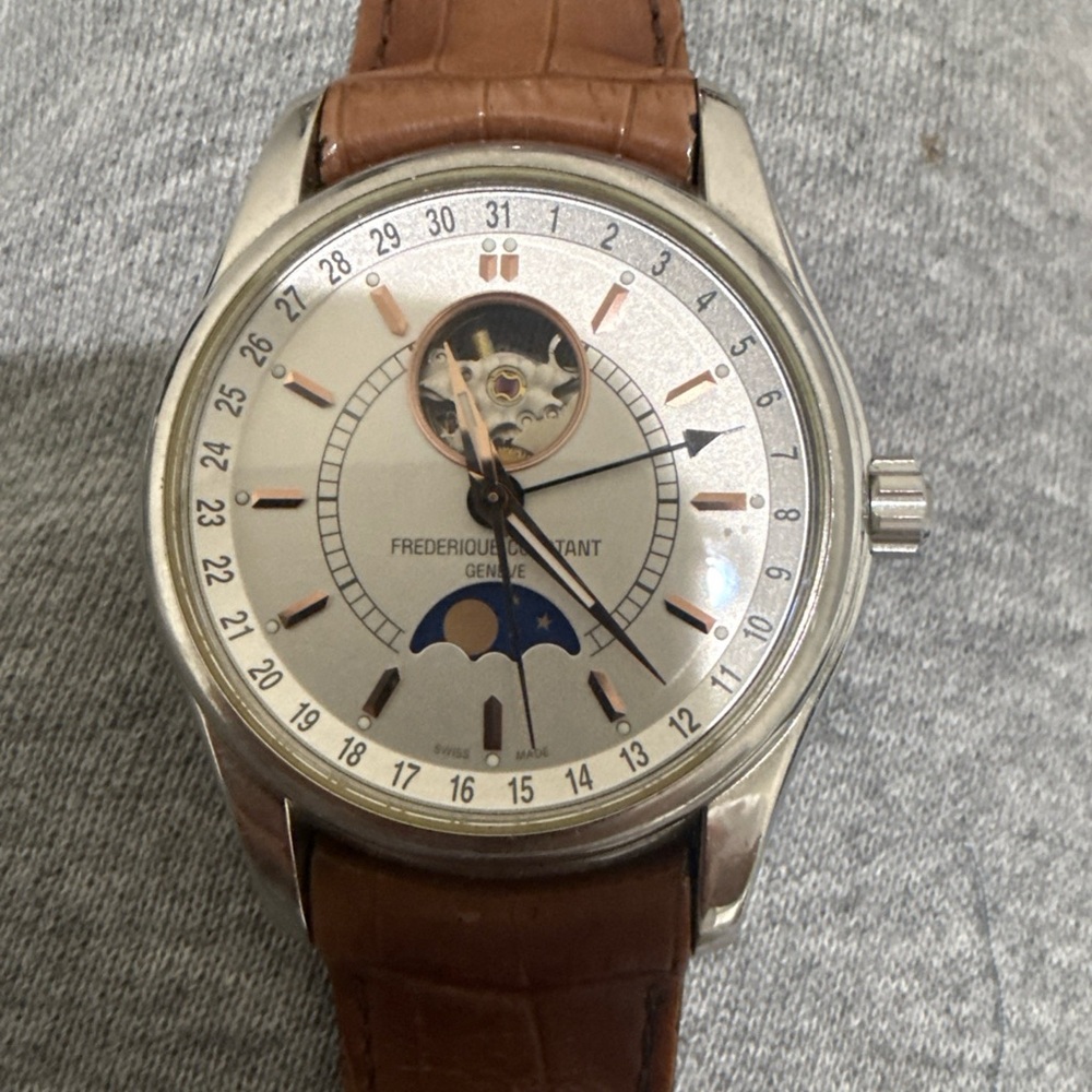 Frederique Constant Silver and Brown Men's Watch